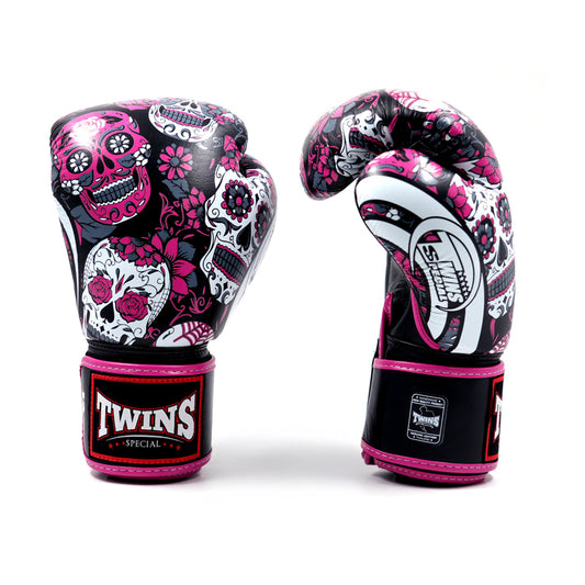 Twins Special Fancy BOXING GLOVES FBGVL4-53 SKULL PINK/BLACK