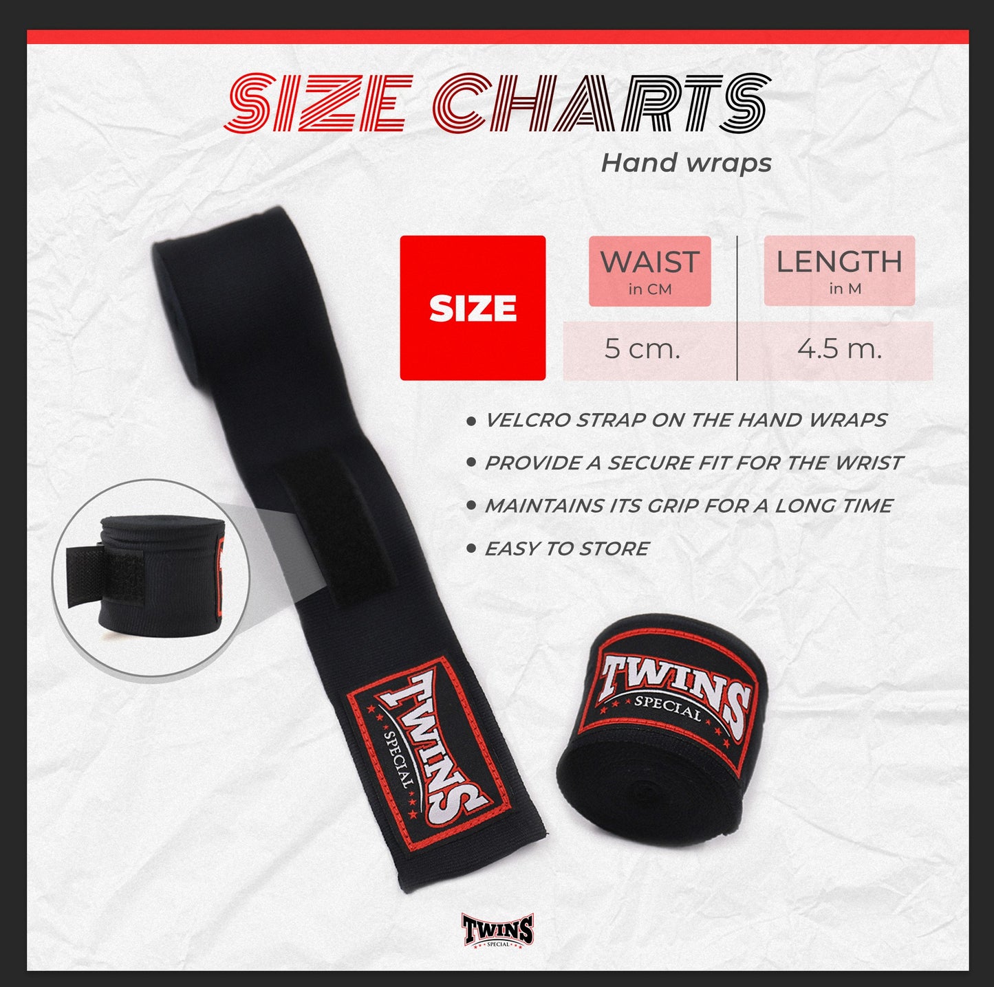 Twins Special Handwraps CH5 Black
