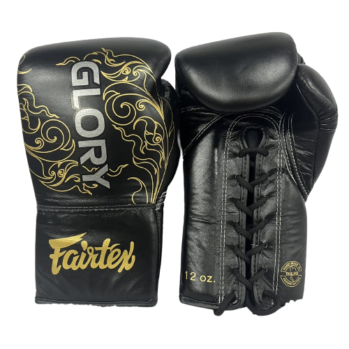 Fairtex Boxing Gloves BGLG3 Lace Up Black gold