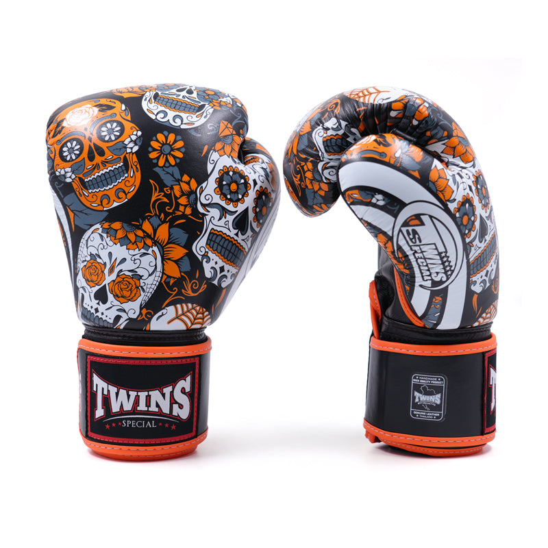 Twins Special Fancy FBGVL4-53 SKULL ORANGE/BLACK BOXING GLOVES