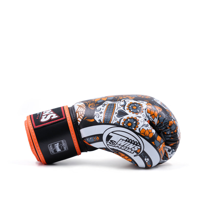 Twins Special Fancy FBGVL4-53 SKULL ORANGE/BLACK BOXING GLOVES