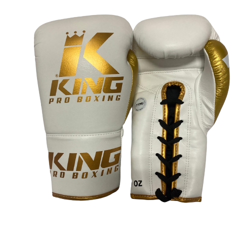 King Pro Boxing Gloves BG Lace Up White