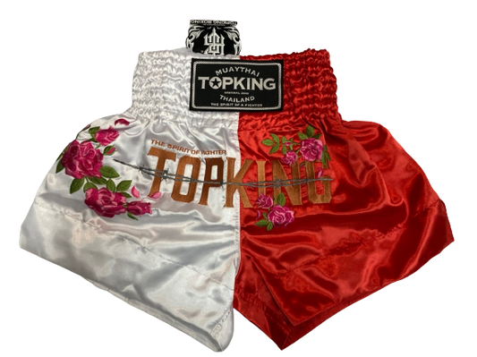 Top King Muay Thai Shorts TKTBS-203 White Red