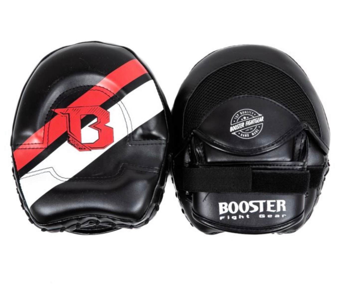 BOOSTER MUAY THAI BOXING MMA PAOS CURVED FOCUS MITTS PADS Leather Black Red