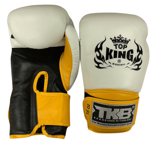 Top King Boxing Gloves Air Velcor  TKBGSA White Yellow Black