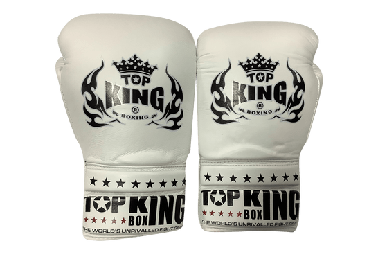 Top King Boxing Gloves Lace Up TKBGSC  White