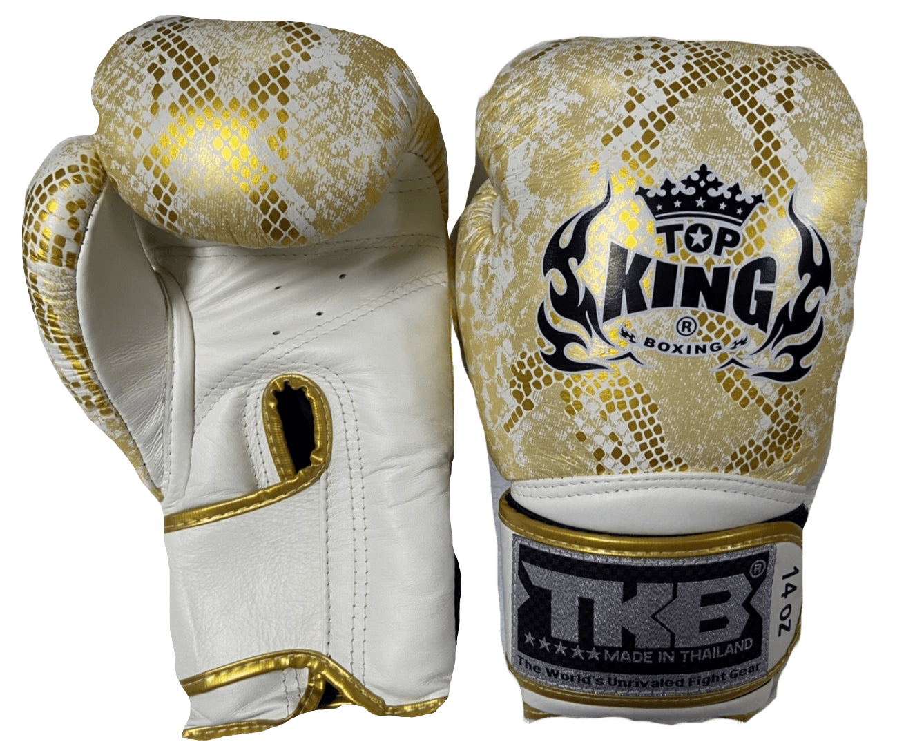 Top King Boxing Gloves "Super Snake"  TKBGSS-02 White(Gold) No Air