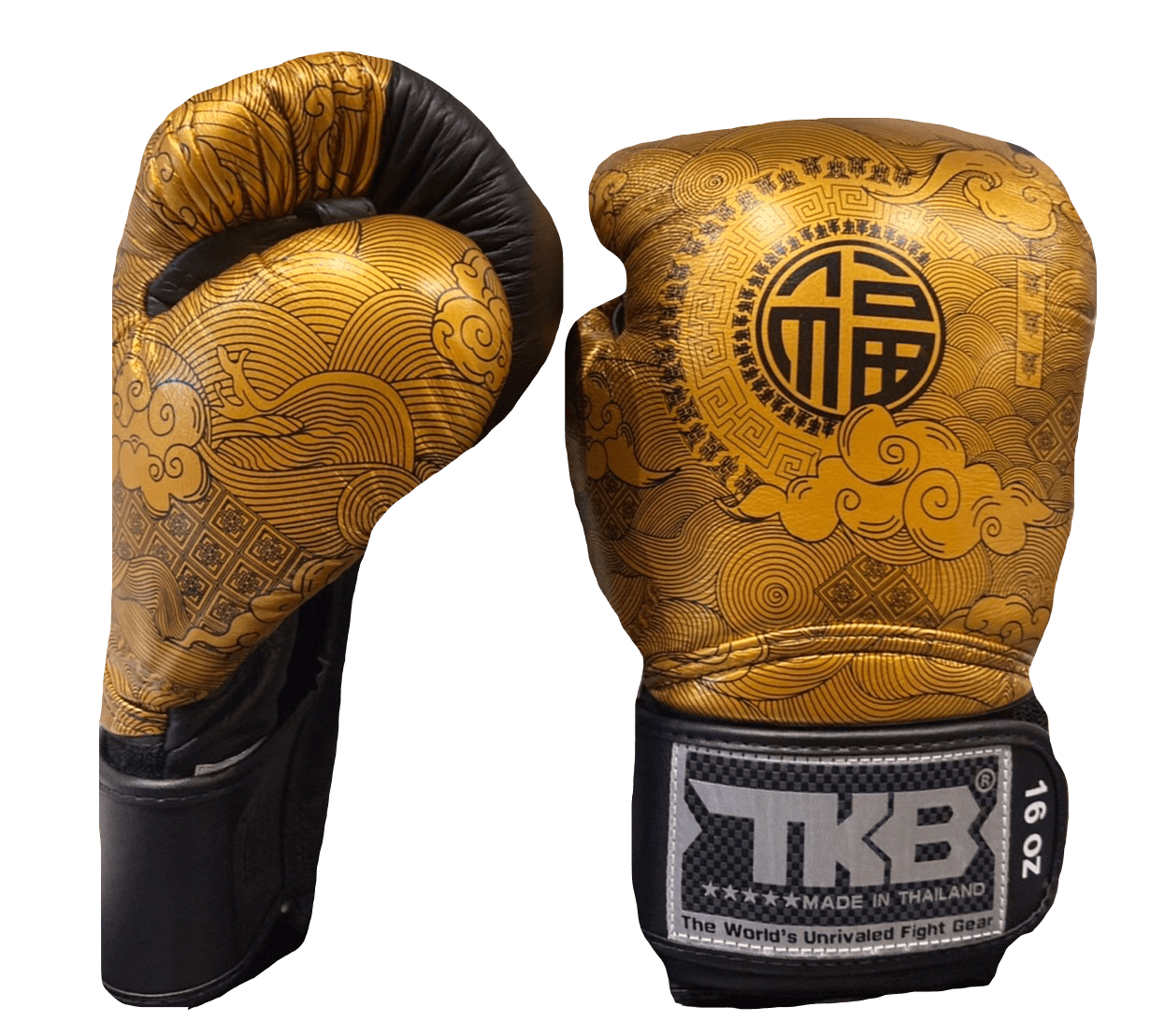 Top King Boxing Gloves TKBGCT-CN01 Black with "FOOK" & "DOUBLE HAPPINESS" Top King